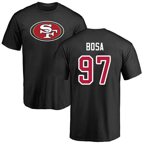 Men San Francisco 49ers Black Nick Bosa Name and Number Logo #97 NFL T Shirt->nfl t-shirts->Sports Accessory